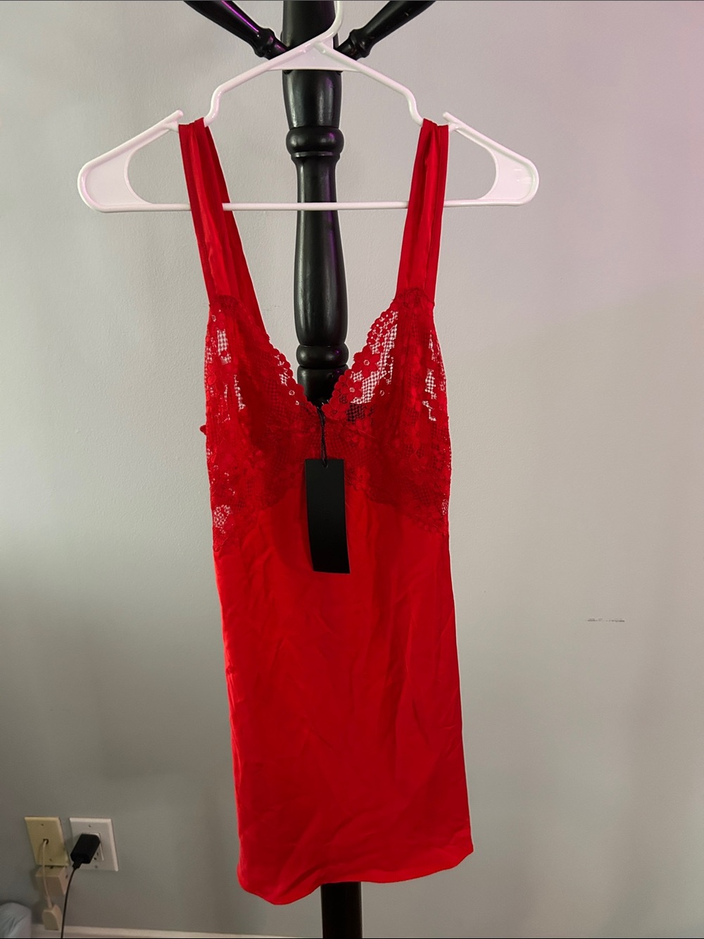 Lioness Red Lace Trim Chemise Slip